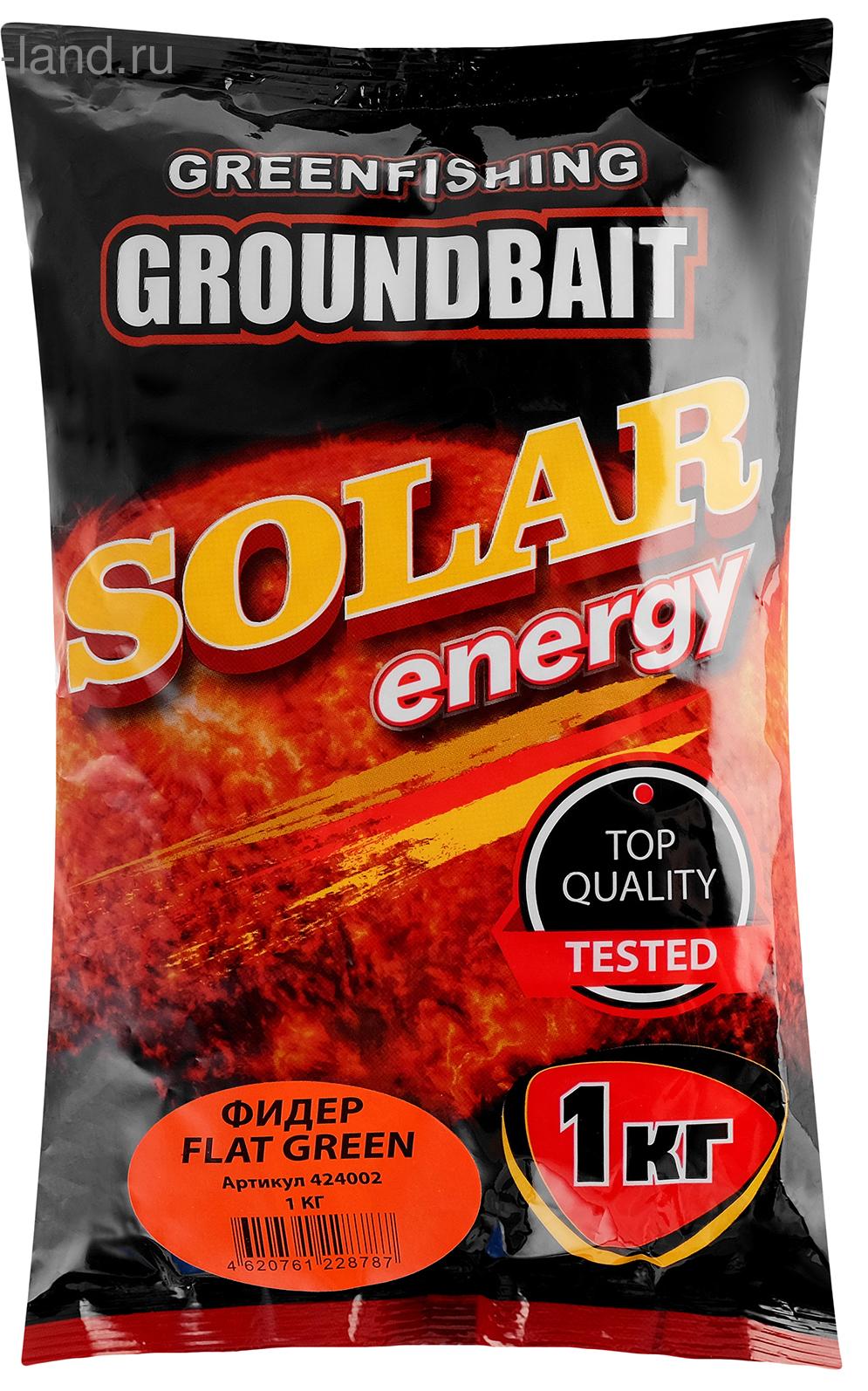 Прикормка Greenfishing Solar Energy Фидер Flat Green, 1кг